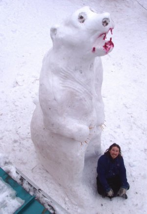 Photo of snow bear sculpture