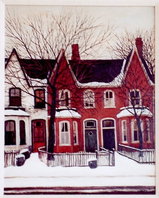Photo of typical red brick row housing on Niagara Street